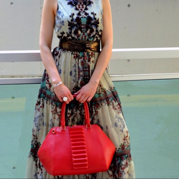 Kristina George red leather top handle handbag - Picture 7 of 8